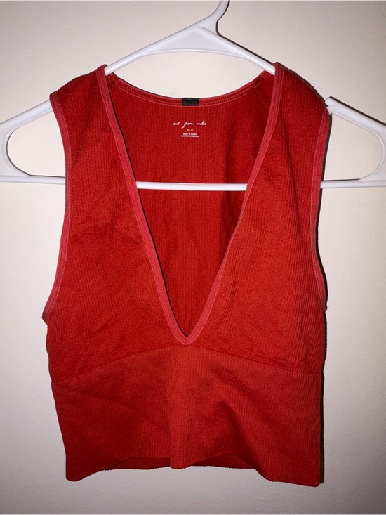 Urban Outfitters Tops - Urban Outfitters Red Ribbed Deep V Crop Tank